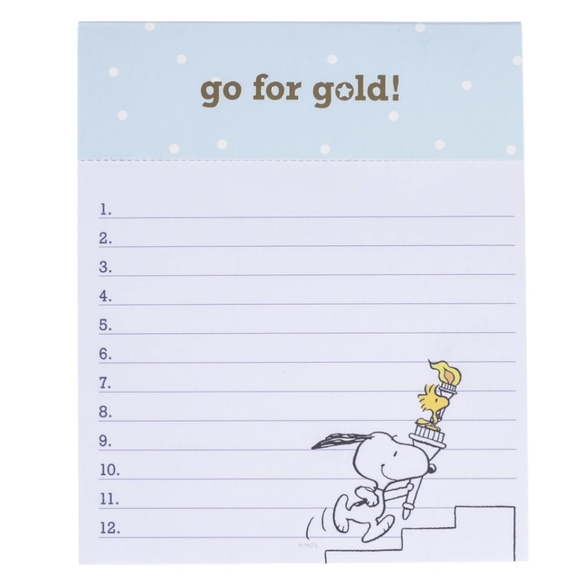 Peanuts | Office | Peanuts Snoopy Go For Gold 25 Sheets Notepad List ...